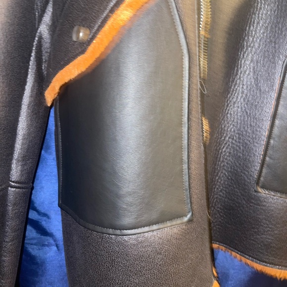 BoohoMan Leather Jacket W/ Fur - Picture 7 of 12